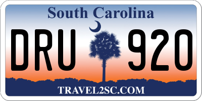 SC license plate DRU920