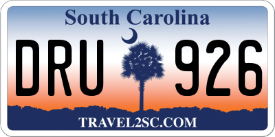 SC license plate DRU926
