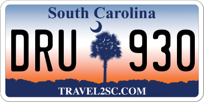 SC license plate DRU930