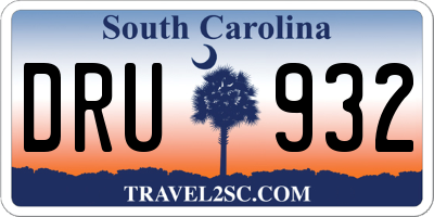 SC license plate DRU932