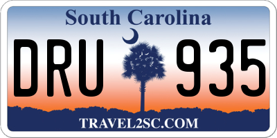 SC license plate DRU935