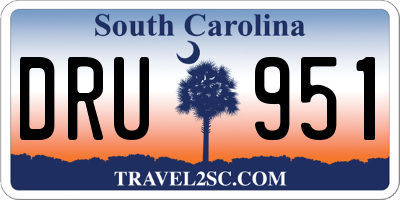 SC license plate DRU951