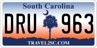 SC license plate DRU963