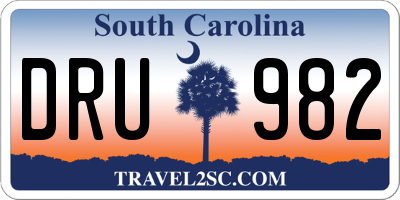 SC license plate DRU982