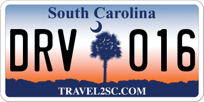 SC license plate DRV016