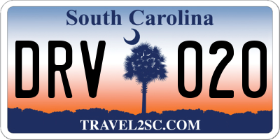 SC license plate DRV020