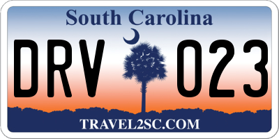 SC license plate DRV023