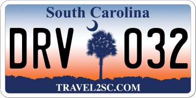 SC license plate DRV032
