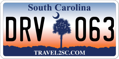 SC license plate DRV063