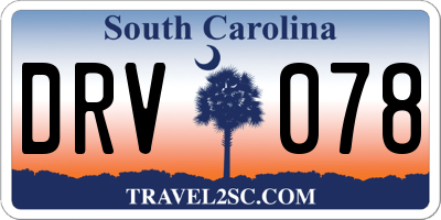 SC license plate DRV078