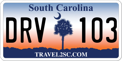 SC license plate DRV103