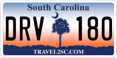 SC license plate DRV180