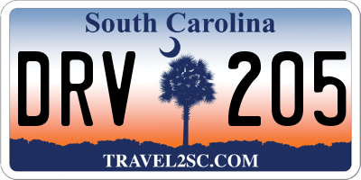 SC license plate DRV205