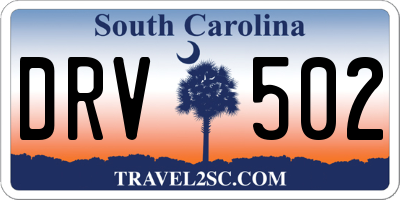 SC license plate DRV502