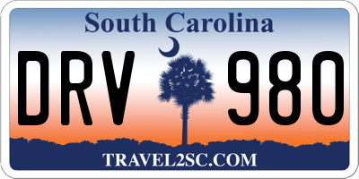 SC license plate DRV980