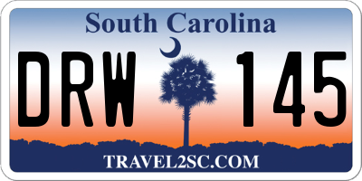 SC license plate DRW145