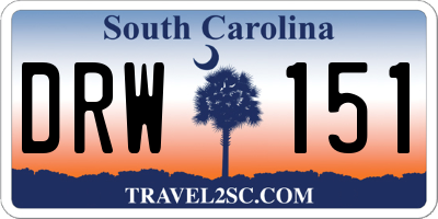 SC license plate DRW151