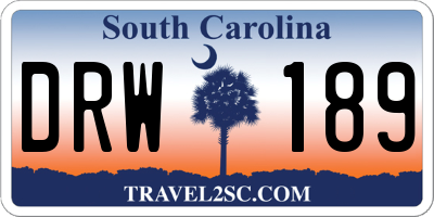 SC license plate DRW189