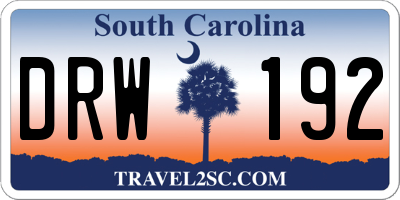 SC license plate DRW192