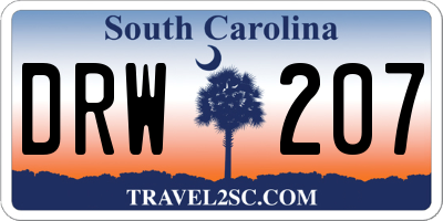 SC license plate DRW207