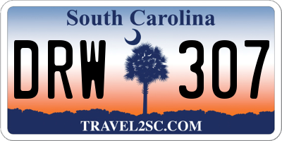 SC license plate DRW307