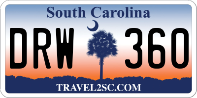 SC license plate DRW360