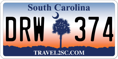 SC license plate DRW374