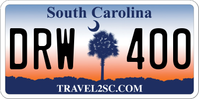 SC license plate DRW400