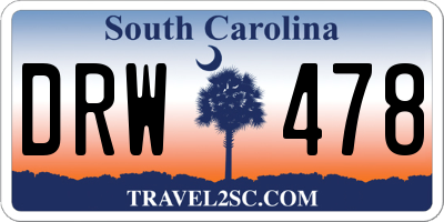 SC license plate DRW478
