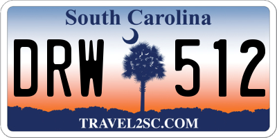 SC license plate DRW512