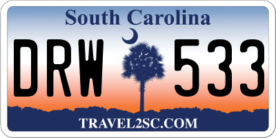 SC license plate DRW533
