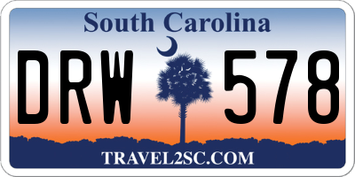 SC license plate DRW578