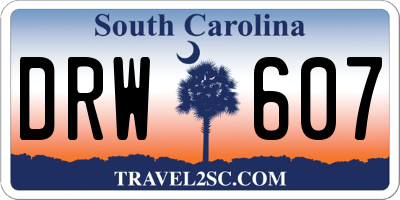 SC license plate DRW607