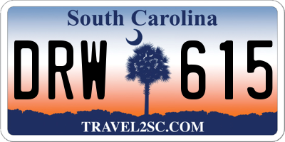 SC license plate DRW615