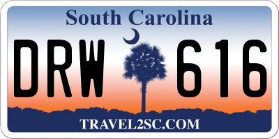 SC license plate DRW616