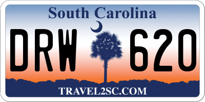 SC license plate DRW620