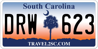 SC license plate DRW623