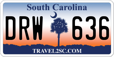 SC license plate DRW636