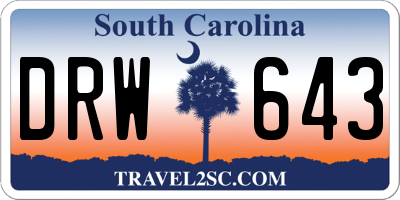 SC license plate DRW643
