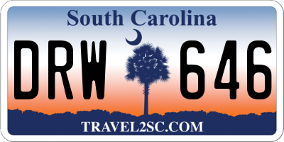 SC license plate DRW646
