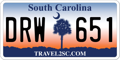SC license plate DRW651