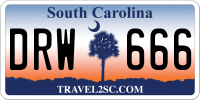 SC license plate DRW666