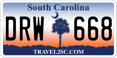 SC license plate DRW668
