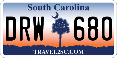 SC license plate DRW680