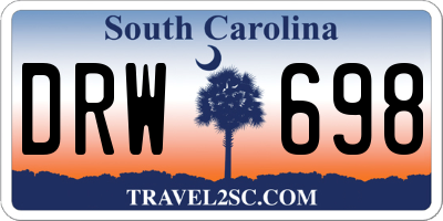 SC license plate DRW698