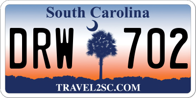 SC license plate DRW702