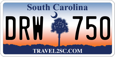 SC license plate DRW750