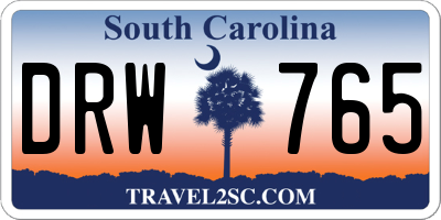 SC license plate DRW765