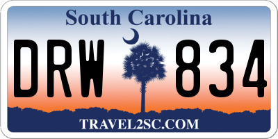 SC license plate DRW834