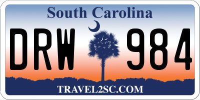 SC license plate DRW984